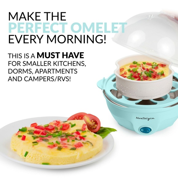 MyMini 7 Egg Rapid Cooker Teal Color Can Boil Scramble Poach Omelette Steam NIB - Picture 4 of 9